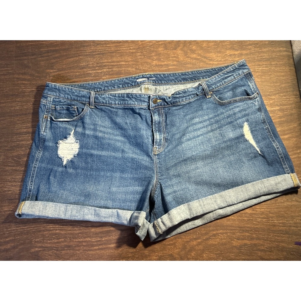 Old Navy Boyfriend Denim Shorts Women's Size 26 Plus Cuffed Hem Medium Wash